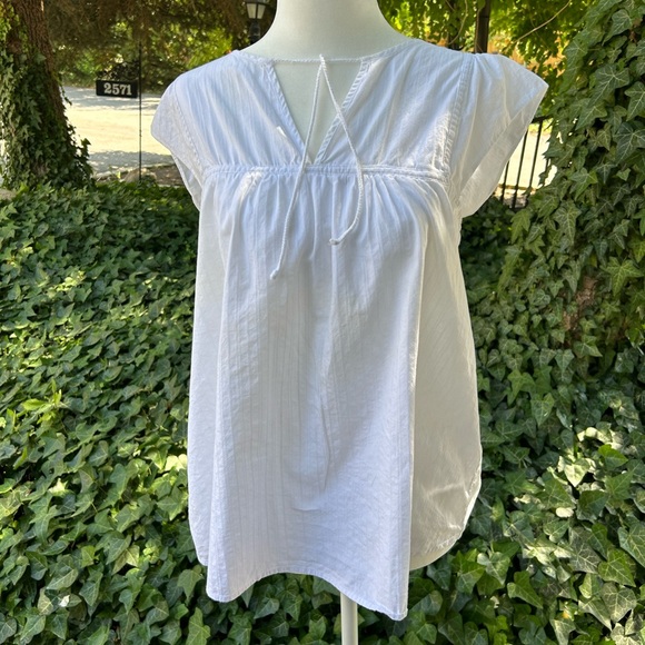 Levi white v neck short bell sleeve women blouse size S - Picture 2 of 6